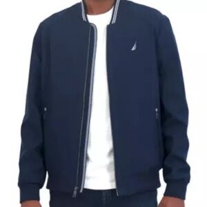 Jacket Men’s Nautica Bomber Navy Full Zip Lightweight Water Resistant